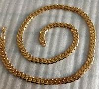 18"-32" 5mm Gold Stainless Steel Curb Chain Necklace Women Mens Fashion Jewelry-22 inch