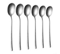 18.3cm Pure Ti Spoons 6 Pcs Vintage Textured Design(Silver) | Pure titanium material, no strange flavors, safe for all foods, 6-piece for value pack, silver and gold colors