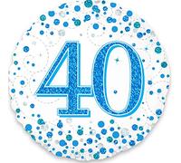 18" 40th Sparkling Fizz Birthday Blue Holographic
