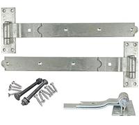 18" 450mm Heavy Duty CRANKED Hook and Band GATE Hinge - HOT Dipped GALVANISED - Includes All Suitable FIXINGS - HBC450G - 1 x Pair - Free Next Working Day DELIVERY