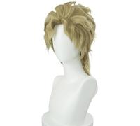 18" 45cm Cosplay Men Wig Short Golden Hair Curly Wig Cosplay Anime Wig Synthetic Wigs Daily Use + Wig Cap (Dio Brando)