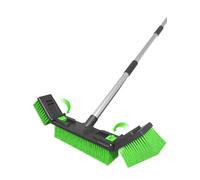 18”/45cm Large Wide Adjustable Heavy Duty Outdoor Push Broom Stiff Brush Head with 4 Section Threaded Handle 60"/152cm for Warehouse Driveway Garage Patio Sidewalk Floor Dirt Workshop Deck Cleaning