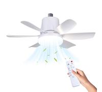 18.5" E27 Ceiling Fans with Lights and Remote Control, 3 Speeds 3 Colors Temperature Ceiling Fan Light Dimmable, 400r/Min 1/2/4 Timer Quiet Ceilings Fan with 6 Blades, for Bedroom Living Room (white)