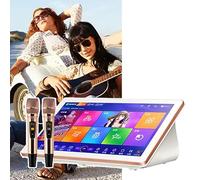 18.5 Inch Karaoke, Desktop KTV Player, Touch Screen Karaoke Machine, with Wireless Microphone,App Control + Multilingual, for Home,White