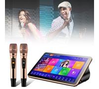 18.5 Inch Karaoke Machine, KTV Player with Wireless U-band Microphone Cloud Update Download Songs AI Smart Voice Control Support Multiple Languages LED Capacitive Touch Screen,500G