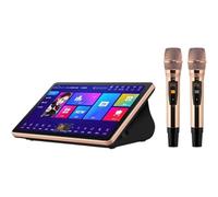 18.5 Inch Karaoke Machine with Touch Screen | 2 Wireless Microphones, AI Voice Control, Multi-Language Support | Home Karaoke System for Parties & KTV | Music Player Amplifier (Black, 30W)