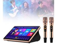 18.5 Inch Karaoke S.ystem, 4T Capacitive Touch Screen Karaoke Machine with 2 Wireless Microphone, Desktop KTV Player for Karaoke, Movie Watching, Games