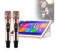 18.5 Inch Karaoke System, Touch Screen Phone App Control Cloud Download Songs, with Wireless Mic, KTV Chinese Karaoke Player, for Home Party,White-500G