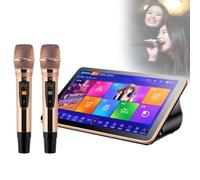 18.5 Inch Karaoke System, Touch Screen Phone App Control Cloud Download Songs, with Wireless Mic, KTV Chinese Karaoke Player, for Home Party,Black-8TB