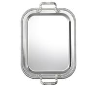 18.5"x14.5" Rectangular Silver Serving Tray with Handles, Beautiful Mirror Polished Finish, Lightweight Classic Metallic Decorative Silverplate Tray for Wedding Anniversary Birthday Holiday Gatherings