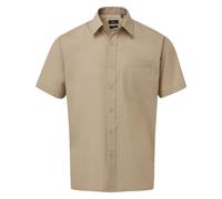 (18.5in, Khaki) Premier Mens Short Sleeve Poplin Shirt
