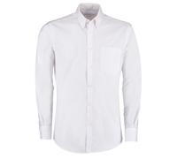 (18.5in, White) Kustom Kit Mens Slim Fit Stretch Long Sleeve Oxford Shirt