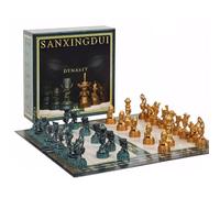 18.7-inch Travel Chess Set, Chinese Chess Set with Folding Chess Board, 32 Figurines, Business Gift