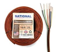 18/8 25Ft. NATIONAL Wire&Cable Thermostat Doorbell HVAC Heating Control Professional Cable Wire - Made in USA - 100% Solid Copper Conductors, CL2 ETL Listed, Low Voltage Applications Use
