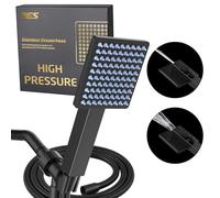 18/8 Stainless Steel Handheld Shower Head, KES High Pressure Rain Shower & Built-in Power Wash with Patented Auto-Reset Design, 70" Long Hose & Adjustable Brass Joint Holder, Matte Black DP300F18-BK