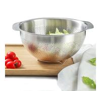18/8 Stainless Steel Microwell Colander, 5QT Large Capacity with Handle Kitchen Food Strainer Basket for Washing Vegetables, Fruits, Rice, and Pasta (primary colour, 5QT)