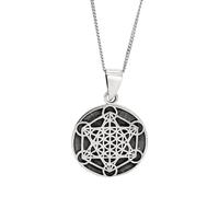 18" 925 Sterling Silver Necklace With Metatron's Cube Pendant - Coin Disc Pendant Necklace for Men and Women - Boho Sacred Geometry Birthday Gift - Wiccan Gothic Jewellery