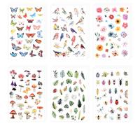18 Assorted Spring Stickers - Butterflies, Birds, Flowers, Leaves, Mushrooms & Animals - Aesthetic Stickers for Kids' Scrapbooks & Journals