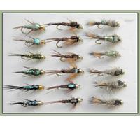 18 Barbless Goldhead Nymphs, Hares Ear,Pheasant tail,Trout Flies, choice of sizes (10)