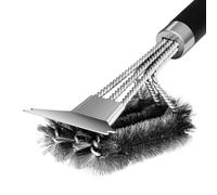 18'' BBQ Grill Cleaning Brush Scraper, 3 in 1 Barbecue Woven Wire Brush for Grill, Stainless Grill Grate Cleaner, for Weber Gas, Charcoal, Electrical, Infrared