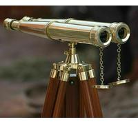18" Binocular Marine Telescope With Wooden Floor Tripod Stand - Home Decor,
