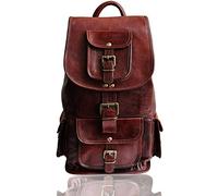 18" Brown Leather Backpack Vintage Rucksack Laptop Bag Water Resistant Casual Daypack College Bookbag Comfortable Lightweight Travel Hiking/Picnic for Men