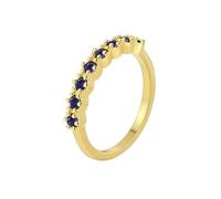 18 Carat Gold Rings for Women Wedding, Engagement Ring Vintage Lab Created Sapphire Dainty Band 750 Yellow Gold for Valentine's Day Size L 1/2