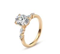 18 Carat Gold Rings for Women Wedding, Vintage Engagement Ring Moissanite 1ct 4 Prongs Band 750 Yellow Gold Birthday Gift for Her Size Q 1/2