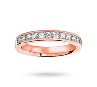 18 Carat Rose Gold 1.00 Carat Princess Cut Half Eternity Ring - Ring Size M