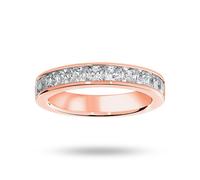 18 Carat Rose Gold 1.50 Carat Princess Cut Half Eternity Ring - Ring Size M