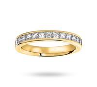 18 Carat Yellow Gold 1.00 Carat Princess Cut Half Eternity Ring - Ring Size M