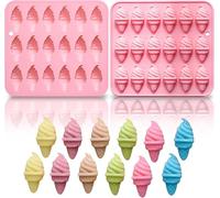 18-Cavity Silicone Multi-Purpose Mold,Mini Ice Cream Chocolate & Fondant Shapes for Cake Decor, Candy & Cupcake Toppers(Pink)