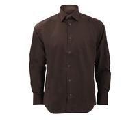 Russell Athletic Collection Mens Long Sleeve Easy Care Fitted Shirt (Chocolate) - Size 18 inch