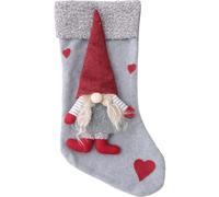 18" Christmas Stocking Bag Bag with Swedish Santa Claus Tomte Pattern Christmas Tree Hanging Decoration (Grey)