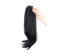 18" Claw Clip Ponytail Extension Long Slightly Wavy Layered Pony Tail Natural Looking Synthetic Hairpiece for Women(1B)