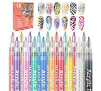 18 Color 3D Nail Art Pens Set, Waterproof Quick Dry Nail Polish Markers, Acrylic Paint Nails Dotting Marker for Nails Drawing Painting Art Design