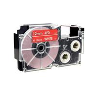18 Color Compatible Label Tape XR12WE XR-12X 6mm 9mm 12mm for KL-120 Printer Works with XR-12WE XR12BU XR12RD XR12YW XR12GN(White on Red)