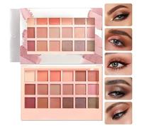 18-Color Eyeshadow Palette, Eyeshadow Makeup Kit with Matte and Shimmer Finishes, Eye Makeup Essential in Milky Tea Brown Nude Tones, Complete with Professional Brushes for Daily and Party Looks