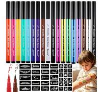 18 Colors Face Painting Markers, Water Resistant Smudge-proof Face Paint Pens with 138 Stencils, 6 Glitter, 12 Matte, Sweatproof Skin-Safe Tattoo Makeup Pens Body Markers for Party Kids & Adults