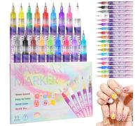 18 Colors Nail Art Pens Set,3D Quick-Dry 0.5MM Nail Polish Pens,Waterproof Nail Art Markers for Nails,Paper,Phone Cases,Nail Art Painted Pen Kit for Nails Drawing Painting Art Design