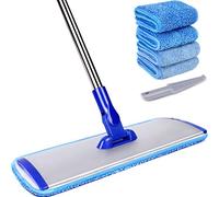 18" Conliwell Professional Microfiber Mop, 4 Reusable Washable Mop Pads, Flat Mop with Stainless Steel Handle, Floor Cleaning System, Wet and Dust Mopping for Hardwood, Vinyl, Laminate, Tile Cleaning