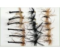 18 Daddy Longlegs Fishing Flies - 6 Patterns - Black and Naturals crane flies, Size 10 barbed or barbless (Barbed)