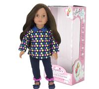 18" Doll Brunette with Polka Dot Top Leggings & Shoes Sophia's Navy Teamson Kids