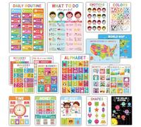 18 Educational Posters for Toddlers 1-3, Learning Posters for Kids Ages 3-5, ABC Poster Alphabet Poster for Preschoolers, Kindergarten Preschool Posters for Wall, Homeschool PreK Classroom Must Haves