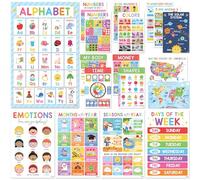 18 Educational Posters For Toddlers - Laminationed Learning Posters For Kids Ages 3-5, Abc Charts Alphabet Poster, Preschool Homeschool Supplies, Prek Classroom Posters Wall Kindergarten Decor