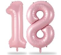 18 Foil Balloon Pastel Pink, 40 Inch Helium Number 1 & 8 Balloons for 18 Year Old Birthday Decorations, Large Self Inflating Mylar 18 Balloon for Girls 18th Birthday Party Anniversary Decor Supplies
