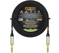 18 Foot - WBC-PRO-Quad Ultra-Silent Ultra-Flexible Balanced Star-Quad Cable with Amphenol QS3P-AU ¼ Inch (6.35mm) Gold Straight TRS Stereo Phone Plugs & Black Tweed Jacket