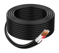 18 Gauge 2 Conductor Speaker Wire 50 Ft, 18 AWG CCA CL2 Low Voltage Parallel DC Hookup Alarm Cable, Outdoor UV Resistant Direct-Burial in-Wall for LED Security Systems Home Theater Car Audio-Black