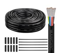 18 Gauge 5 Conductor Electrical Wire, 18 AWG Tinned Copper Stranded PVC Cable, Waterproof/Flexible/Low Voltage Extension Cord for Automotive, Marine, Solar, LED Lighting (25FT)