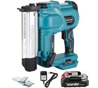 18 Gauge Pneumatic Cordless Brad Nailer with 2000mAh Battery and Charger, 2 in 1 Battery Powered Staple/Nail Gun Drives 2'' Nailer for Upholstery and Woodworking